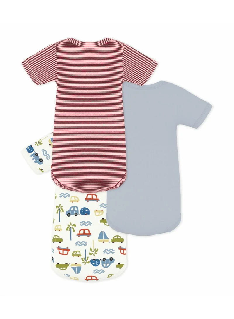 بيتي باتو Pack of babies' short-sleeved car print cotton bodies